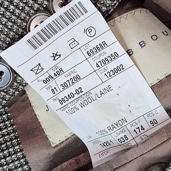 Joseph Abboud USA 100% Wool Brown Geometric Blazer Sport Jacket Size 40R - Picture 11 of 11